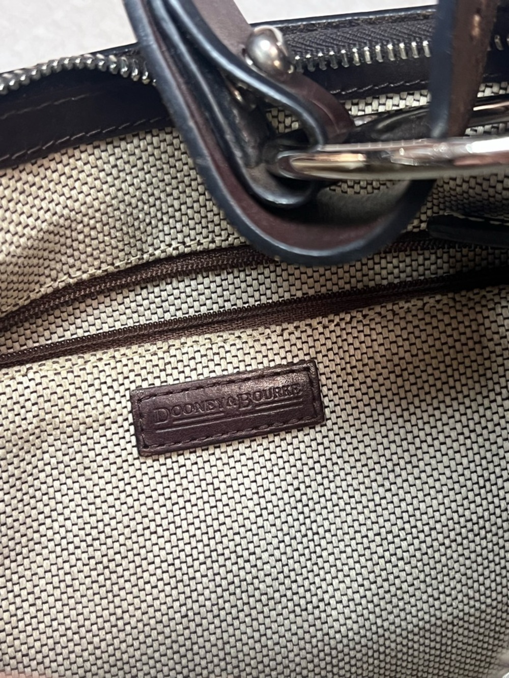 Dooney & Bourke Beige & Brown Signature Canvas Shoulder Bag - Picture 6 of 6